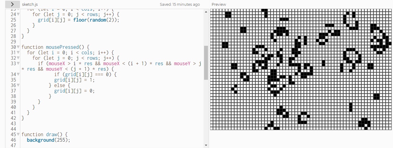 A snapshot of a refactoring of the Game of Life with a new colour scheme.